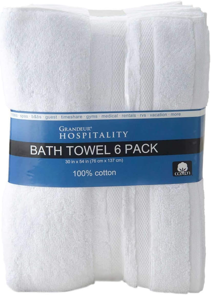 grandeur hospitality bath towel 6 pack 34" x shown in use