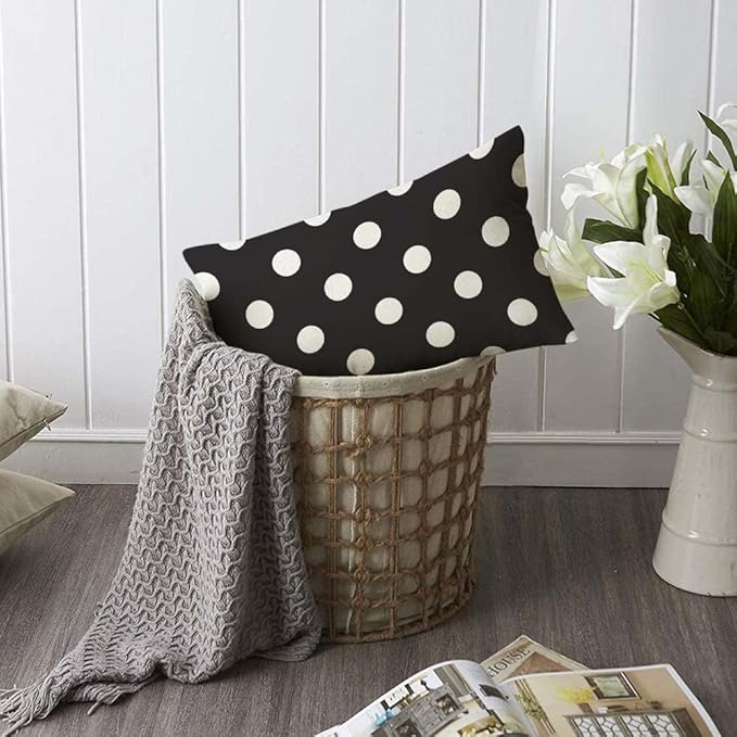 TKS MITLAN White Polka Dot Decorative Pillow Covers on The Black Background - Image 6