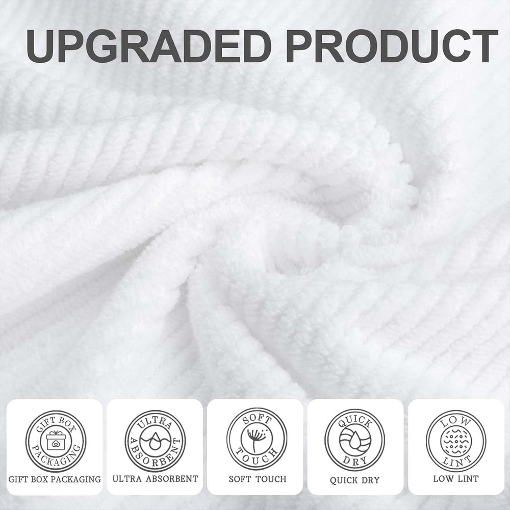 VOOVA & MOVAS White Luxury Towels Set, Cotton, Soft & Absorbent