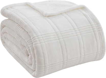 Oversized King Fleece Blanket 120x120 Inches, Seamless Soft Cozy 3D Jacquard - Image 8
