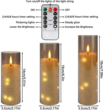 YOROXRG 24 Pack Halloween Decoration Flickering Flameless Candles, Battery Operated LED Candles for New Year, Home Decor, Parties, Wedding,Christmas(D2.2 x H 5" 6" 7") Grey