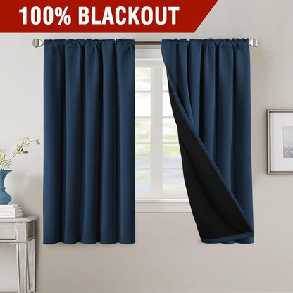 h.versailtex 100% blackout curtains for bedroom with black shown in use