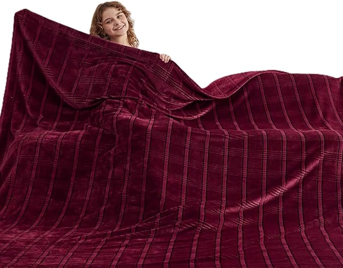Oversized King Fleece Blanket 120x120 Inches, Seamless Soft Cozy 3D Jacquard by Korbliss