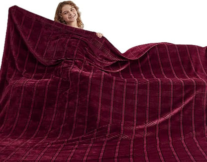 Oversized King Fleece Blanket 120x120 Inches, Seamless Soft Cozy 3D Jacquard by Korbliss