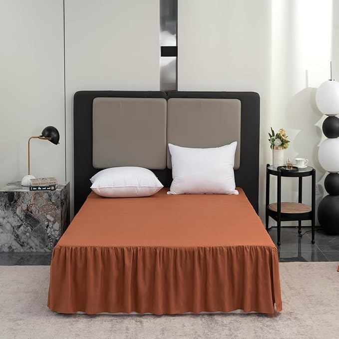 Terracotta Bed Skirt King Size Ruffled Bed Skirt - Image 6