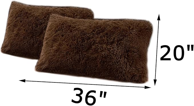 MorroMorn Decorative Pillows Covers, 2 Packs Faux Fur Pillow Cases, Luxury - Image 2
