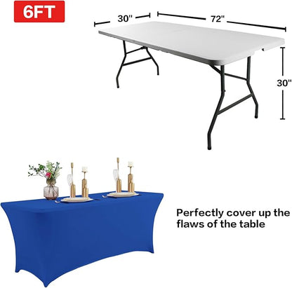 IVAPUPU 4FT Table Cloth for Rectangular Fitted Events Stretch Royal Blue Table - Image 3