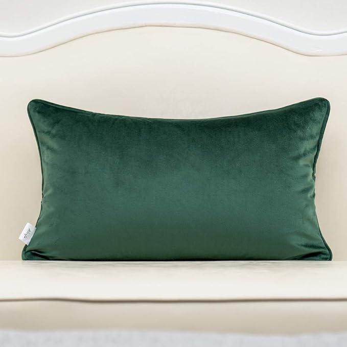 Alerfa 12 x 20 Inch Rectangle Leaf Pillow Embroidery Cut Velvet Cushion Case - Image 2