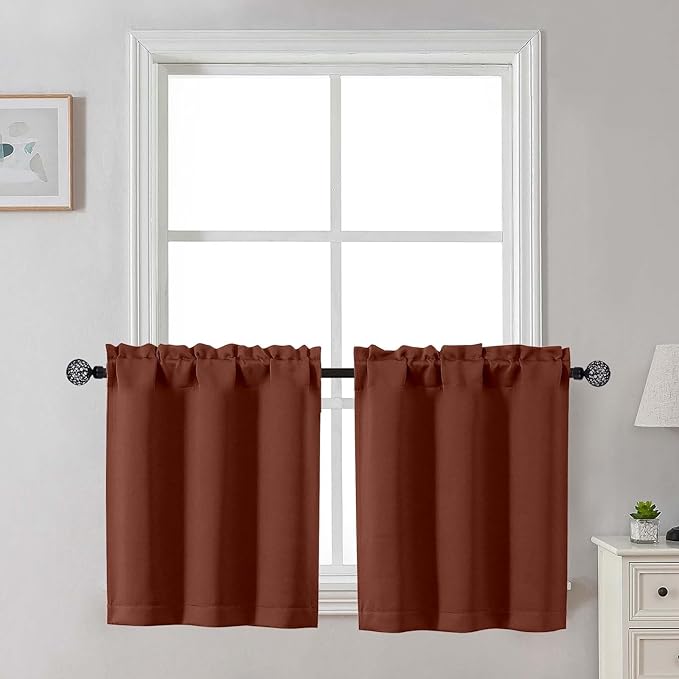 Gwine 24 Inch Length Kitchen Curtains Sets, Light Filtering Half Window Short by Gwine
