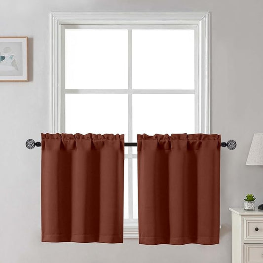 Gwine 24 Inch Length Kitchen Curtains Sets, Light Filtering Half Window Short by Gwine