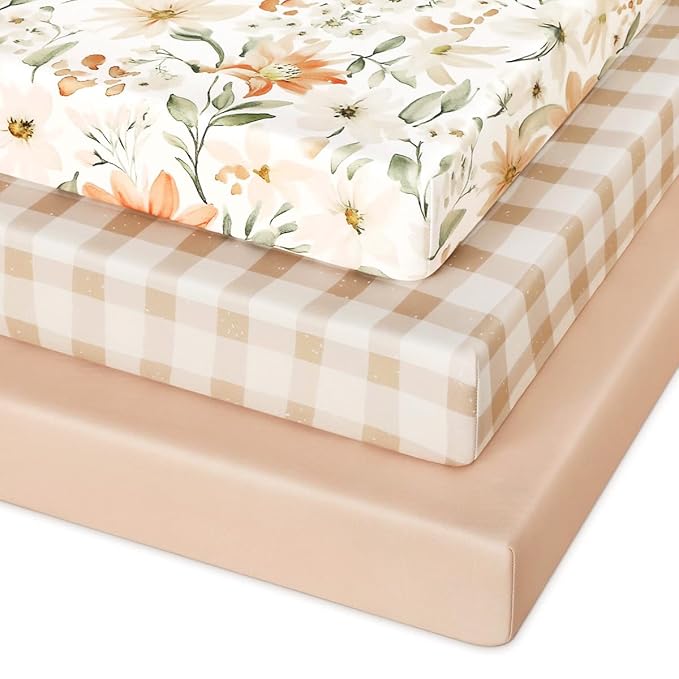 Pack and Play Sheets Fitted 3 Pack, Mini Crib Sheets by Unnivoll