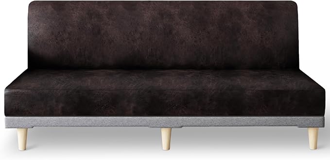 molasofa Leather Like Stretch Futon Slipcover Armless Futon Bed Sofa Cover by Molasofa
