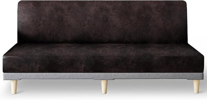 molasofa Leather Like Stretch Futon Slipcover Armless Futon Bed Sofa Cover by Molasofa