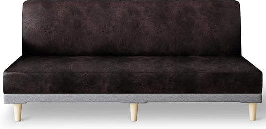 molasofa Leather Like Stretch Futon Slipcover Armless Futon Bed Sofa Cover by Molasofa