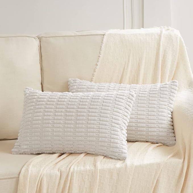 Fancy Homi 4 Packs Pure White Decorative Throw Pillow Covers 14x24 Inch - Image 6