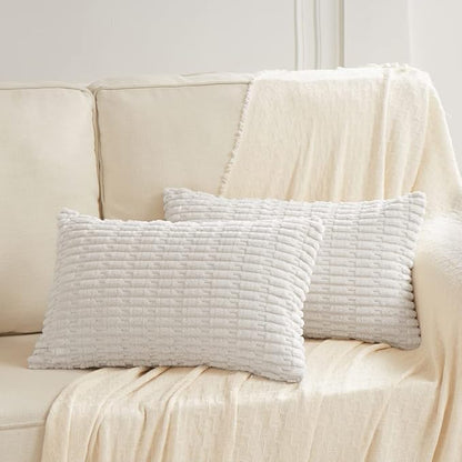Fancy Homi 4 Packs Pure White Decorative Throw Pillow Covers 14x24 Inch - Image 6