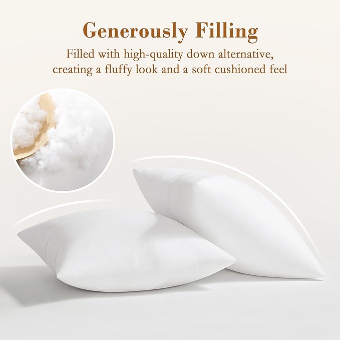 puredown® 20x20 Pillow Inserts, Fluffy Soft Square Form Sham Stuffer Set of 2 - Image 2