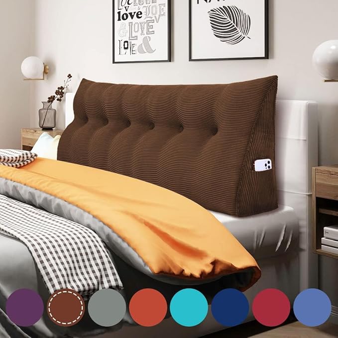 WOWMAX 100% Cotton Corduroy Headboard Pillow – California King Size Back by WOWMAX