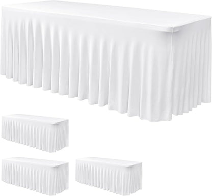 Nasitos White Table Skirt for 6 Foot Rectangle Tables, 4 Pack by Nasitoshomedecor