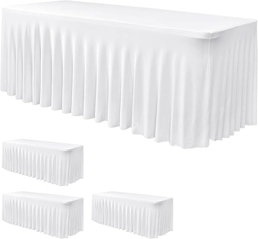 Nasitos White Table Skirt for 6 Foot Rectangle Tables, 4 Pack by Nasitoshomedecor
