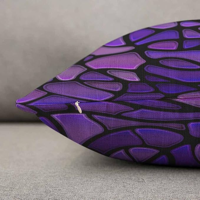 TKS MITLAN Glass Mosaic Pillow Covers 12 x 20 Inch Purple Abstract Stained - Image 5