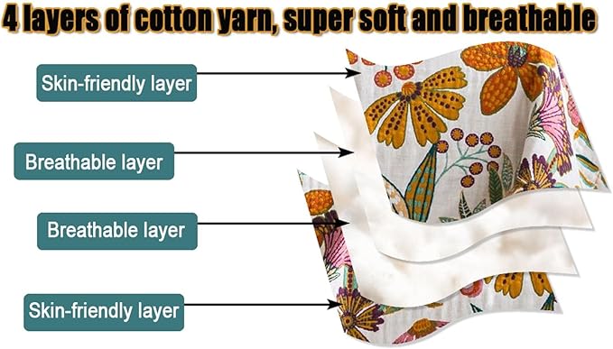 Fall Throw Blanket for Couch Bed Chair, 100% Cotton Muslin Breathable Woven - Image 7