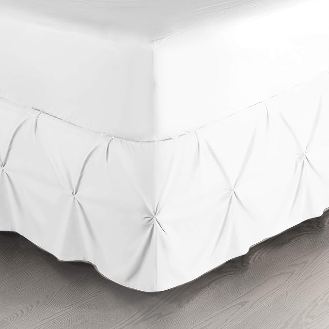 Nestl White Bed Skirt Queen Size, Pinch Pleat Queen Bed Skirt, Hotel Quality by Nestl