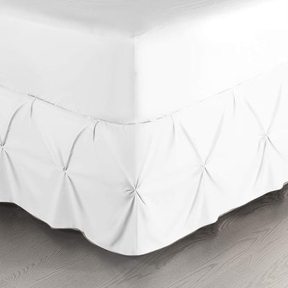 Nestl White Bed Skirt King Size, Pinch Pleat King Bed Skirt, Hotel Quality by Nestl