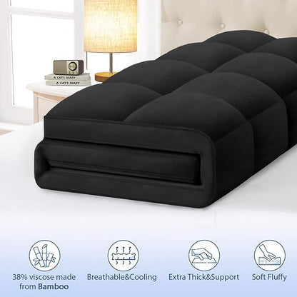 ELEMUSE Full Black Cooling Bamboo Viscose Mattress Topper - Image 2