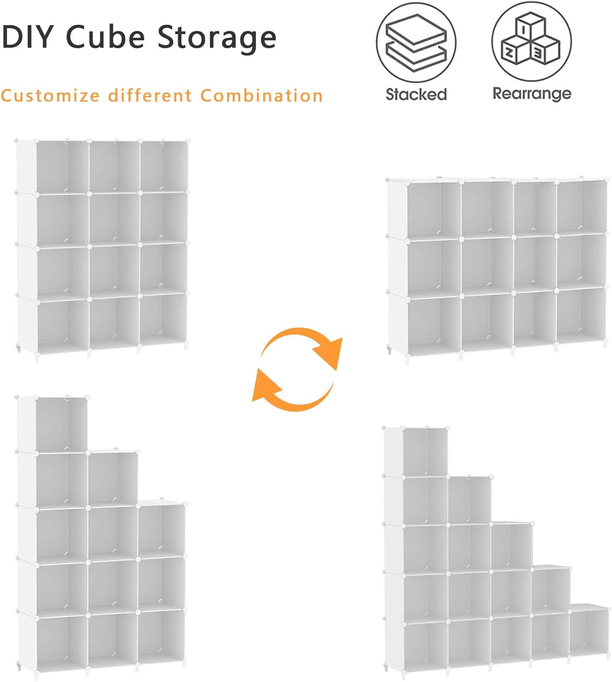 awtatos 12 cube storage organizer, closet organizer storage showing dimensions