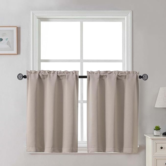 Gwine Stone Blackout Curtains 30 Inch Length, Short Kitchen Curtains by Gwine