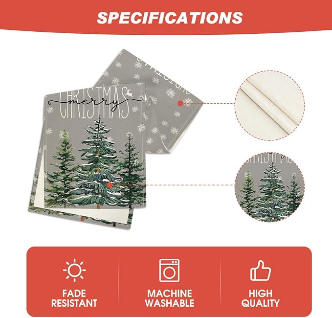 Artoid Mode Pine Tree Snowflake Merry Christmas Table Runner, Seasonal Winter - Image 5