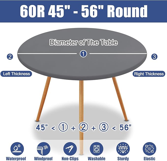 Round Spandex Tablecloth, Elastic Fitted Waterproof Tablecloths - Image 8