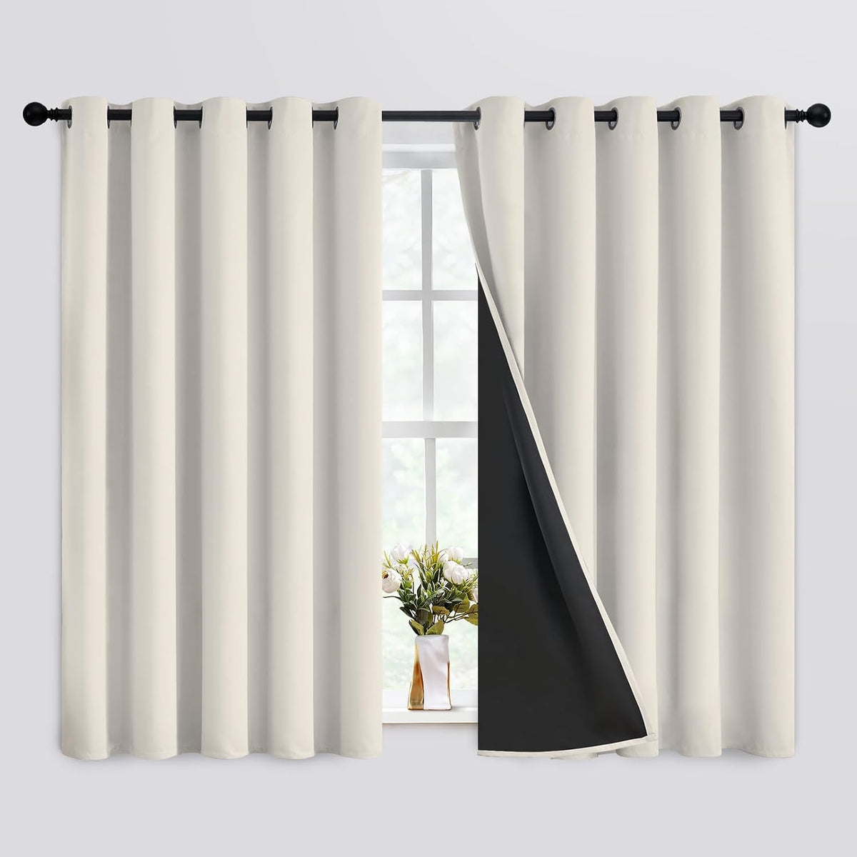 simplehome cream 100% blackout curtains room darkening living, main product view