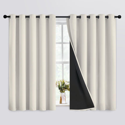 simplehome cream 100% blackout curtains room darkening living, main product view