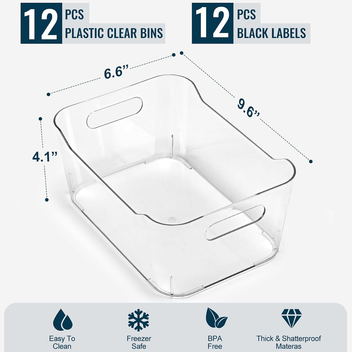 multi-use clear storage bins, pantry kitchen cabinet organizer shown in use
