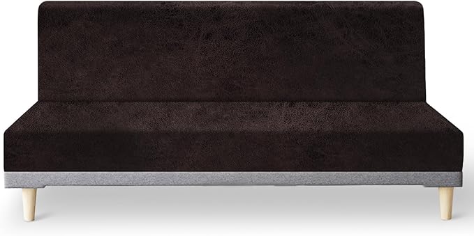 molasofa Leather Like Stretch Futon Slipcover Armless Futon Bed Sofa Cover by Molasofa