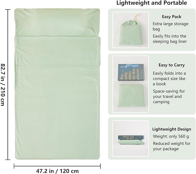 Sleeping Bag Liner Camping Adult Sleep Sack Lightweight Travel Sheet - Image 2
