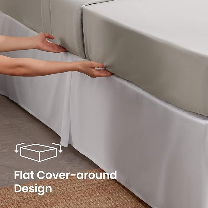 Queen Size Bed Skirt 600 TC Egyptian Cotton 18 Inch Drop Easy Fit - Image 3