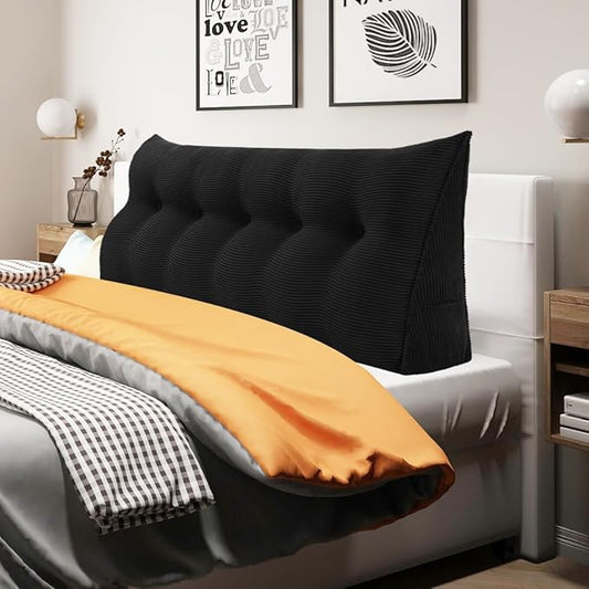 WOWMAX 100% Cotton Corduroy Headboard Pillow – Queen Size Back Support Reading by WOWMAX