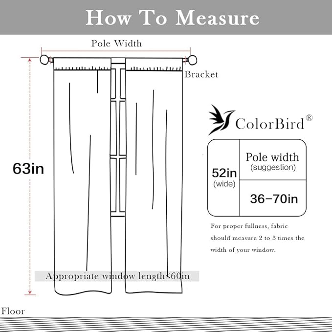 ColorBird Farmhouse Semi-Blackout Window Curtains 2 Panels Embroidery Lattice - Image 7