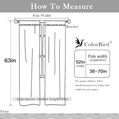 ColorBird Farmhouse Semi-Blackout Window Curtains 2 Panels Embroidery Lattice - Image 7