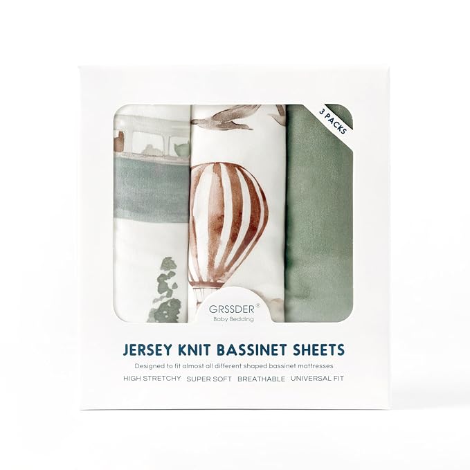 GRSSDER Stretchy Ultra Soft Fitted Bassinet Sheets 3 Pack, Universal Fit - Image 4