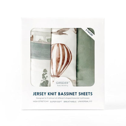 GRSSDER Stretchy Ultra Soft Fitted Bassinet Sheets 3 Pack, Universal Fit - Image 4