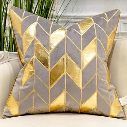 Avigers 20 x 20 Inches Grey Gold Striped Cushion Case Luxury European Throw by Avigers