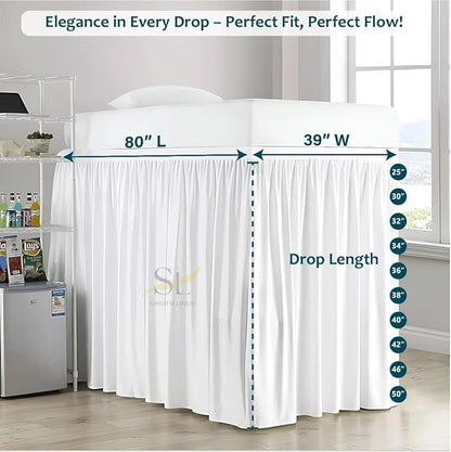 Shreem Linen Dorm Room Bed Skirt Twin XL 50 Inch Drop, 100% Microfiber Extra - Image 2