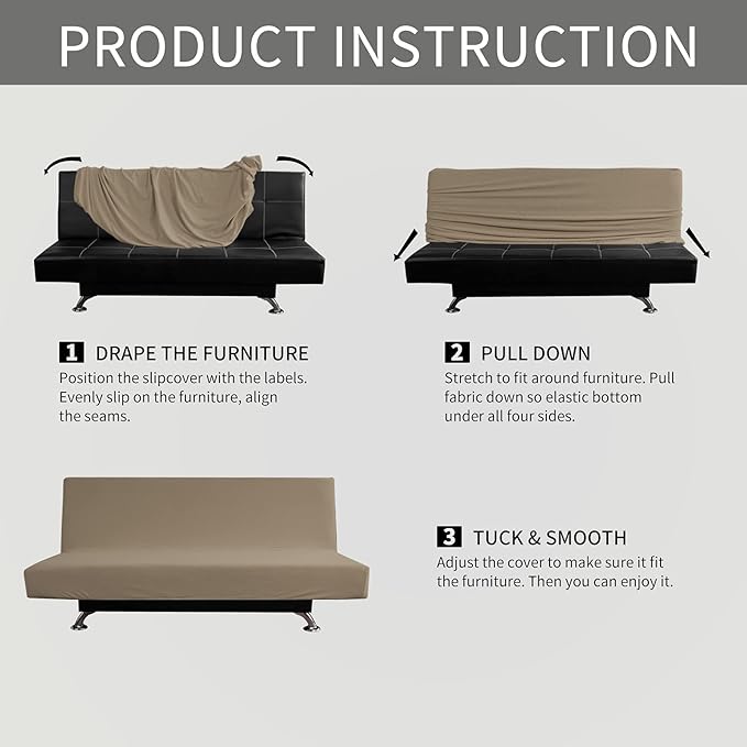 Easy-Going Stretch Futon Slipcover Armless Futon Bed Cover Furniture Protector - Image 6