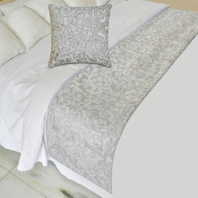 The HomeCentric King/Queen/Twin Silver Luxury King 90"x18" Bed Runner Without by TheHomeCentric