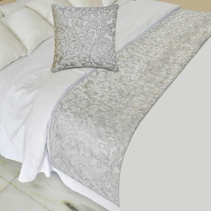 The HomeCentric King/Queen/Twin Silver Luxury Full 68"x18" Bed Runner by TheHomeCentric