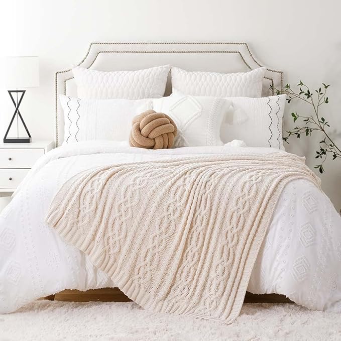 Battilo Cream White Ivory Throw Blanket - Image 3
